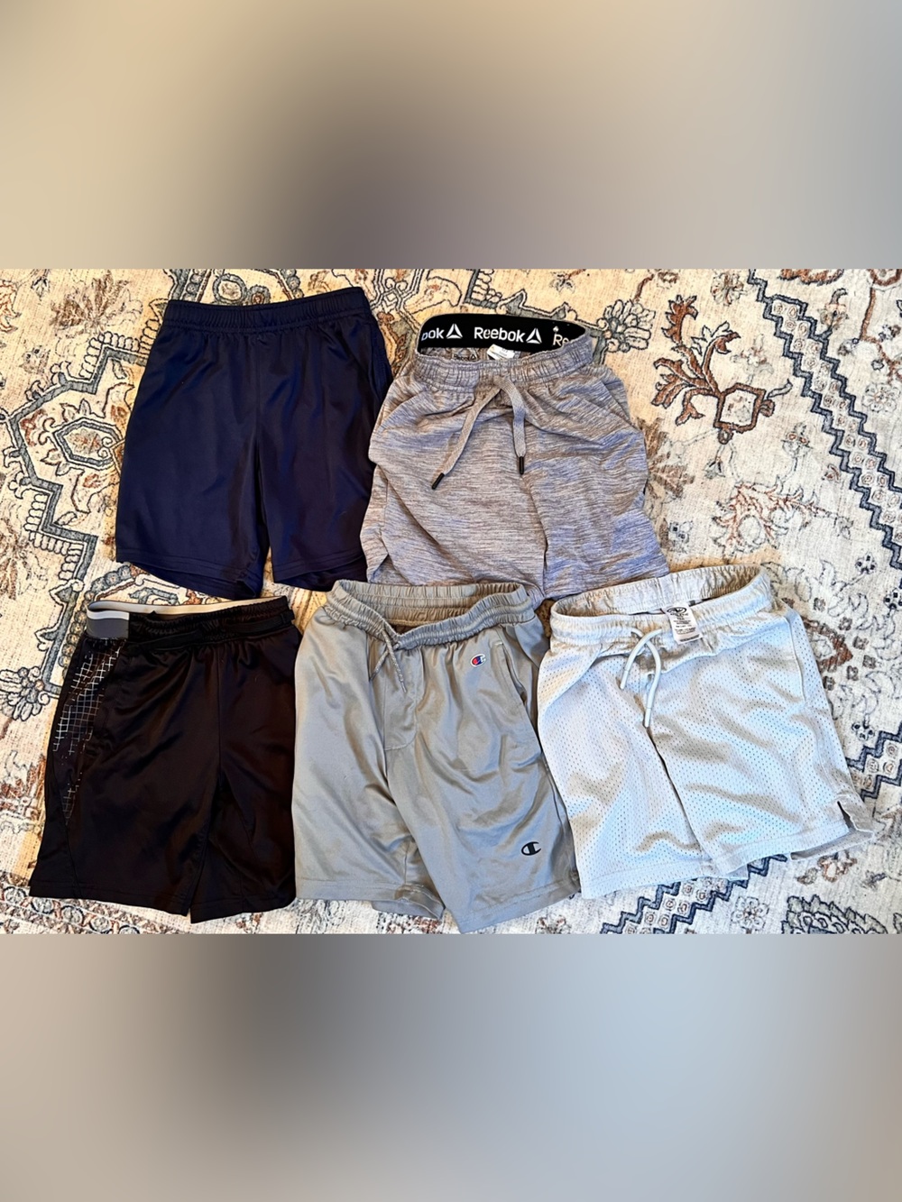 boys Athletic Shorts - Navy & Heather Gray